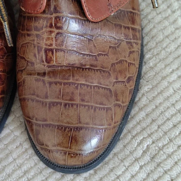 ARIAT Croc Embossed Leather Lace Up Boots Women's 8B - Picture 2 of 15